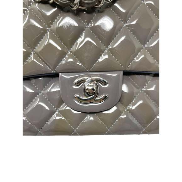 CHANEL Chanel Classic Patent Medium Double Flap Bag - Grey - Picture 13 of 16